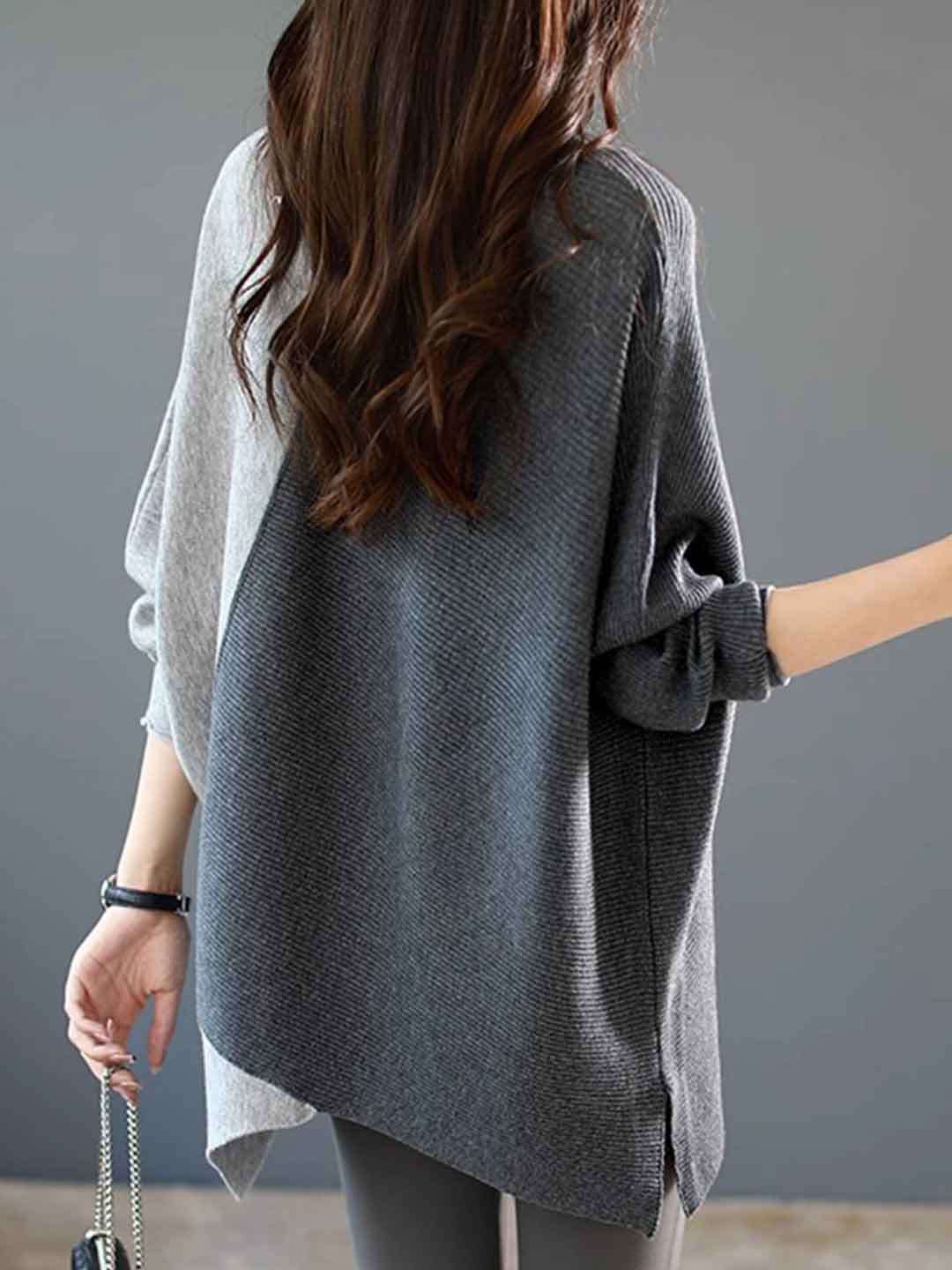 Taylor Casual Batwing Sleeve Colorblocked Knitted Sweater