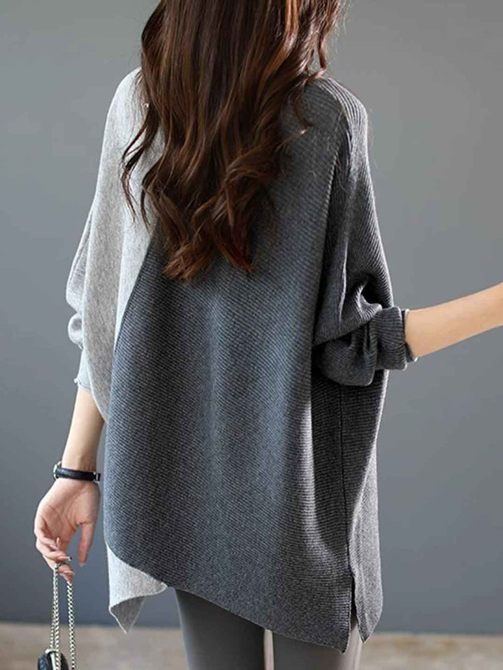 Taylor Casual Batwing Sleeve Colorblocked Knitted Sweater