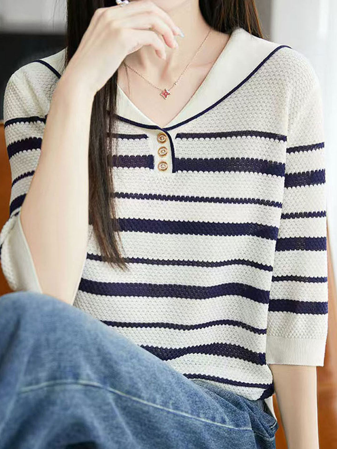 Zoey Classic Striped Knitted Pullover Top