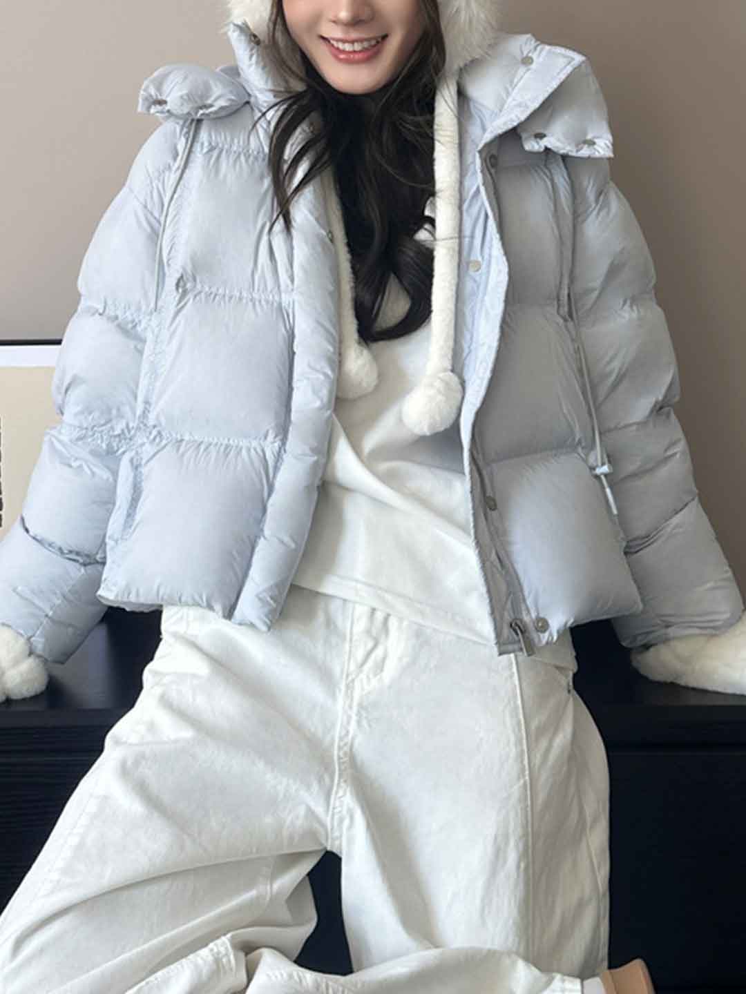 Addison Loose Solid Color Winter Hooded Coat