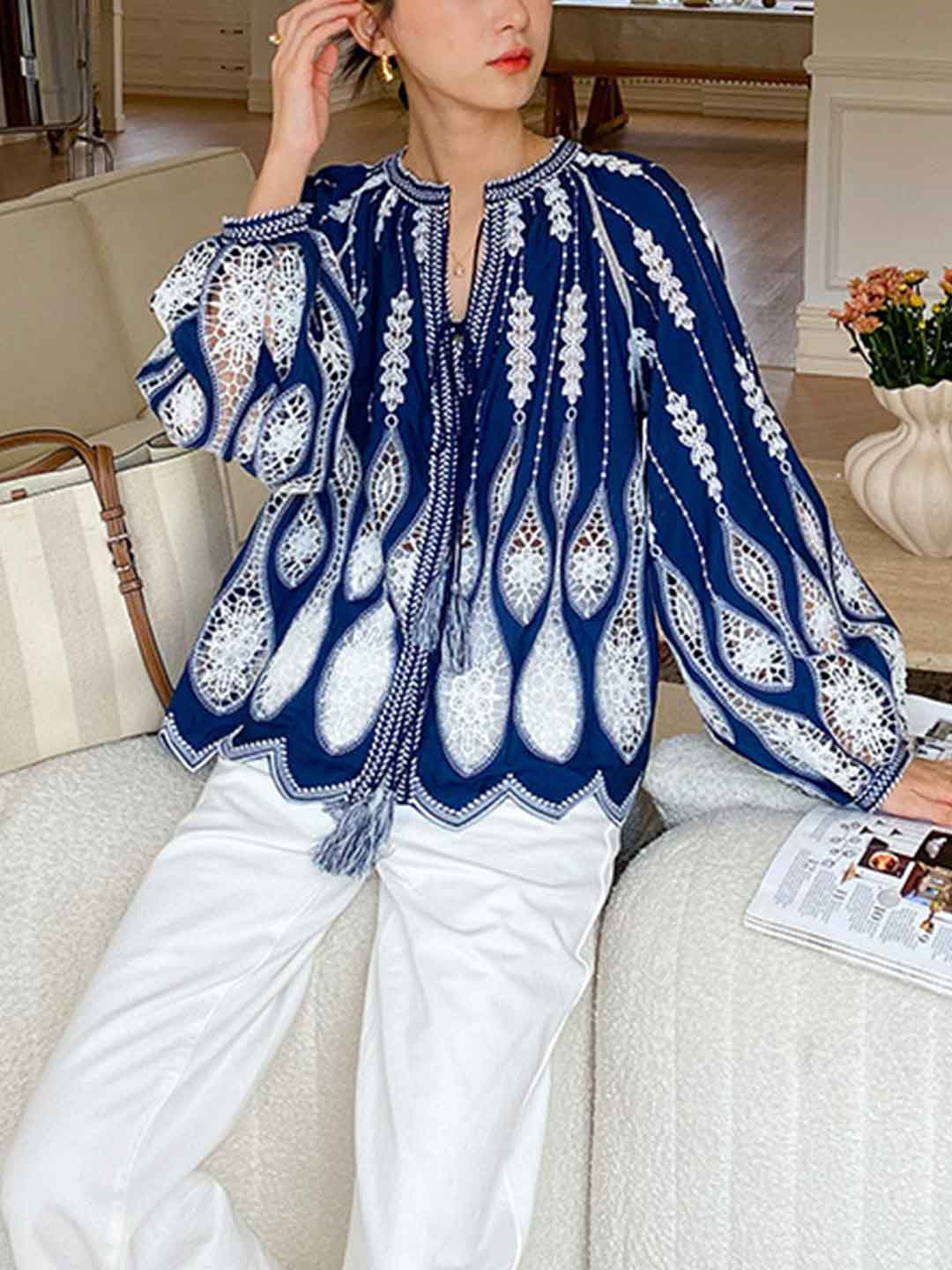 Brooke Classic Crew Neck Hollowed Top
