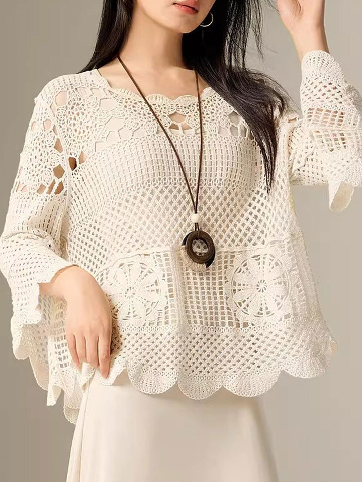 Evelyn Loose V-Neck Hollowed Top