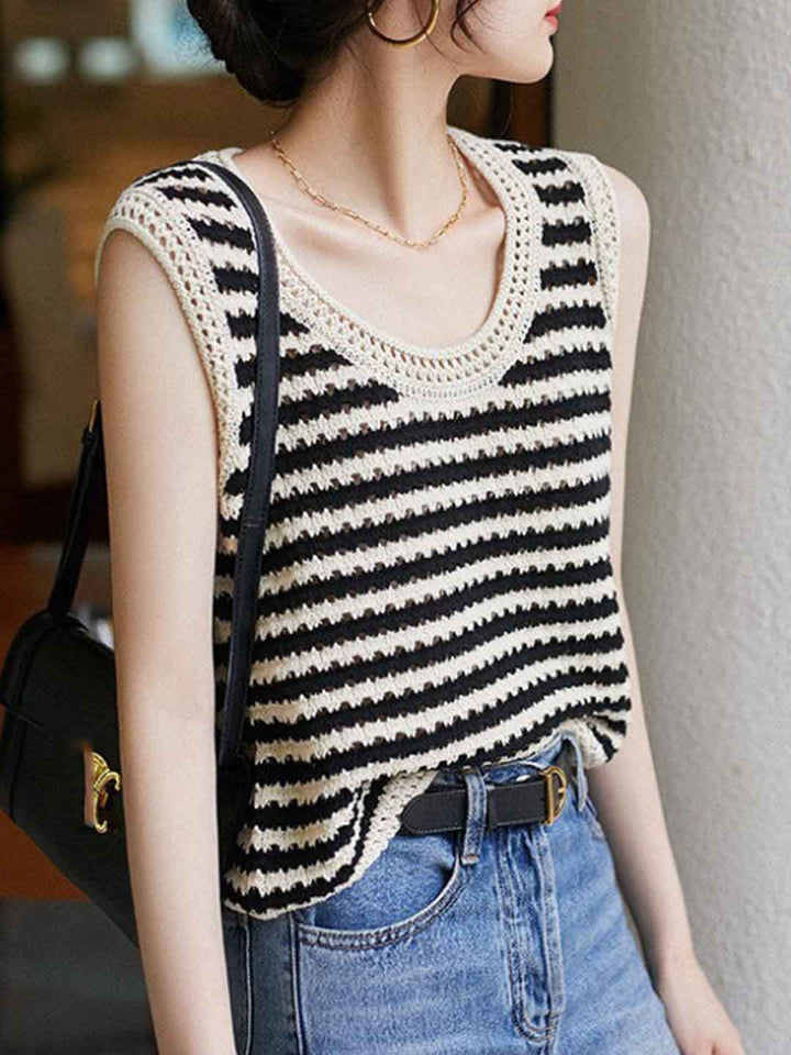 Destiny Casual Striped Hollowed Knitted Vest