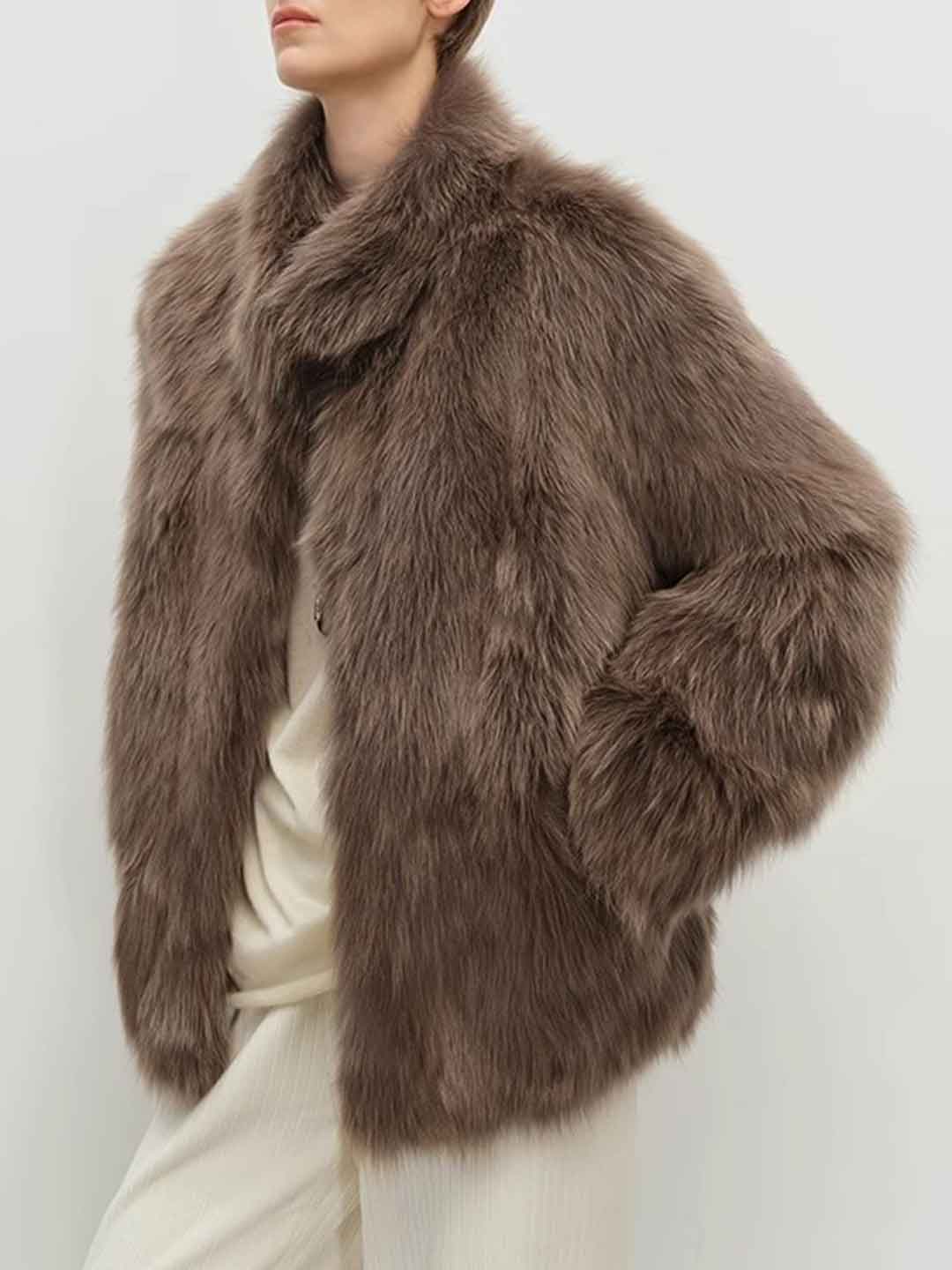 Kayla Classic Stand Collar Eco-Friendly Gradient Fur Outerwear
