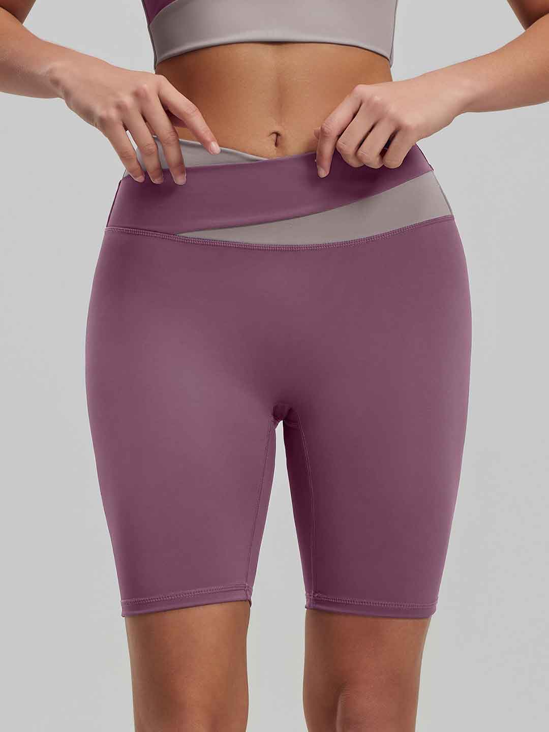 Casual Color-Blocked Yoga Shorts
