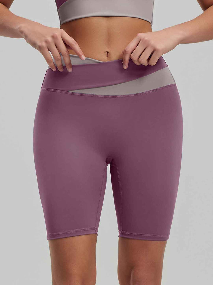 Casual Color-Blocked Yoga Shorts