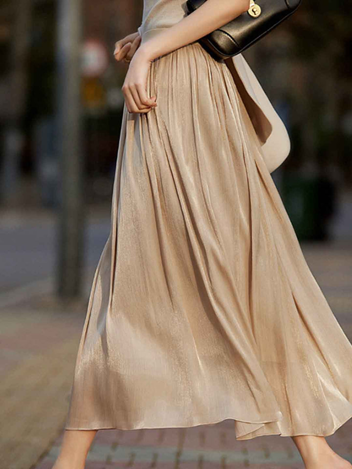 Sarah Daily Solid Color Textured Pleated Skirt