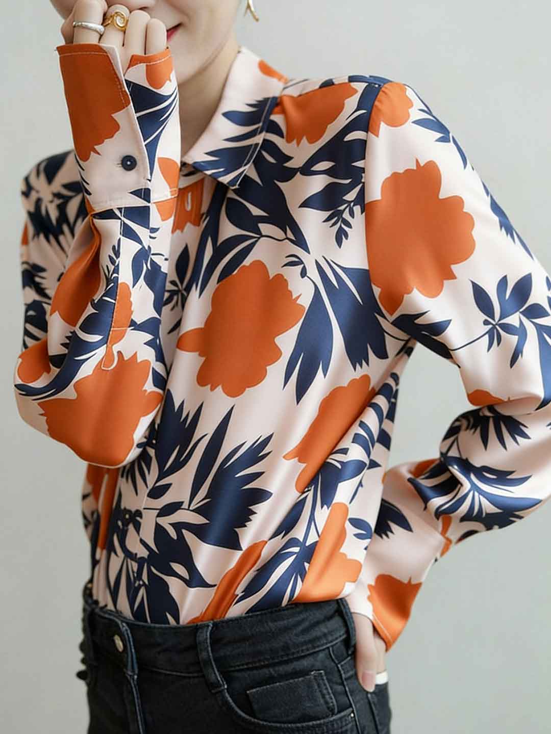 Jocelyn Loose Lapel Printed Shirt