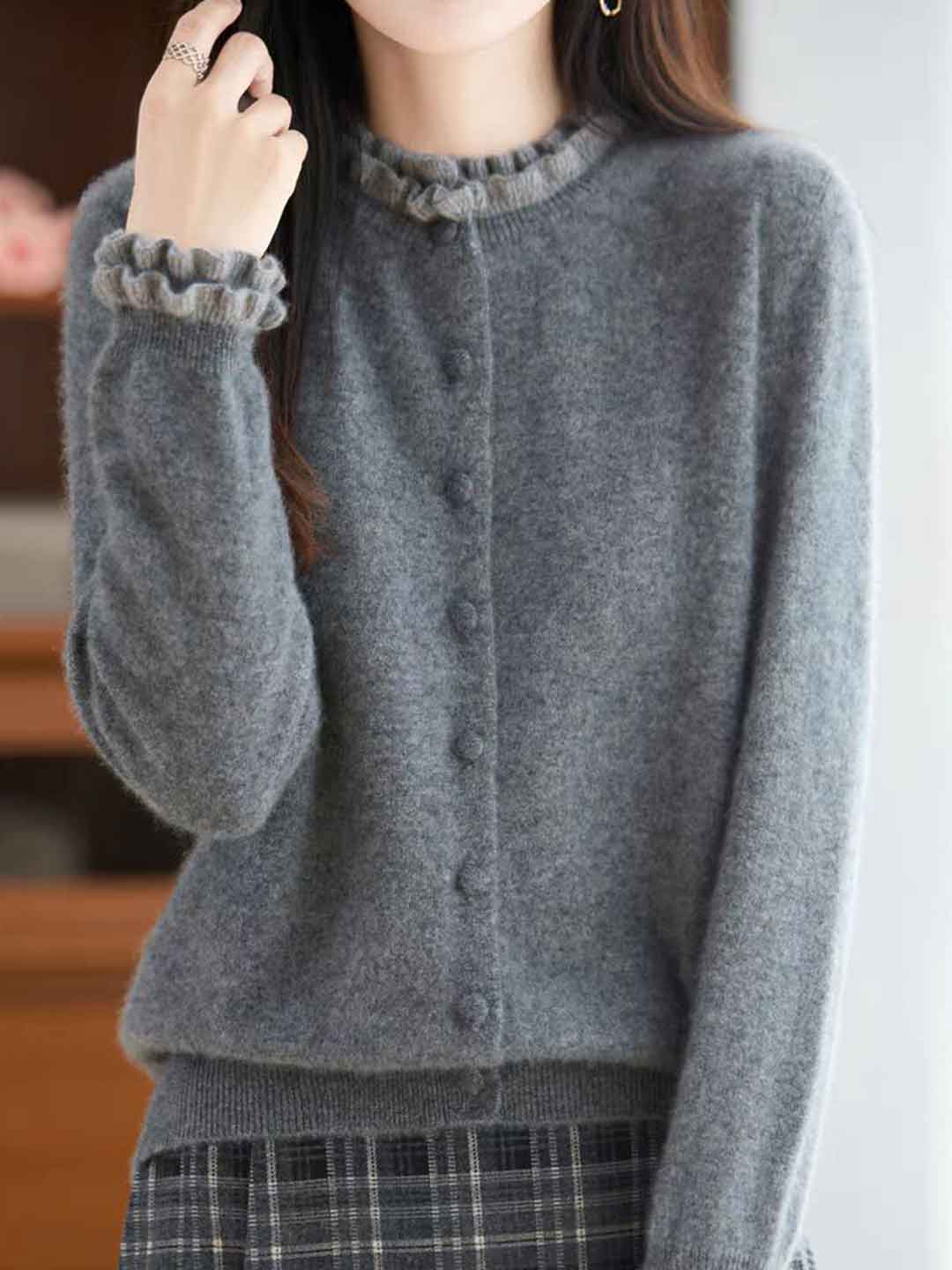 Sofia Classic Auricular Mock Two-Piece Knitted Cardigan