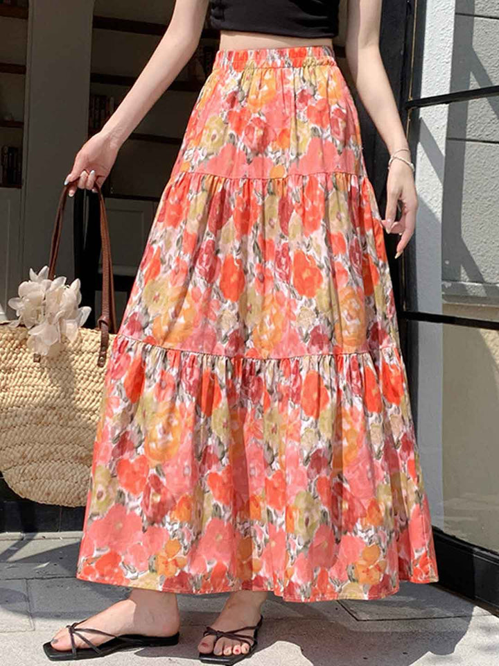 Lily Retro Painting Printed A-line Skirt