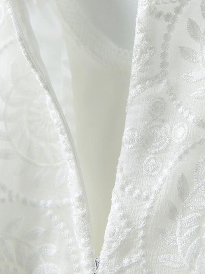 Sophie Elegant Crew Neck Embroidered Top