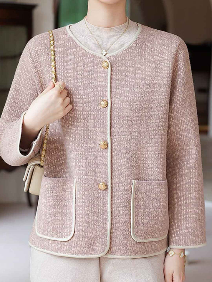 Hannah Elegant Crew Neck Tweed Cardigan