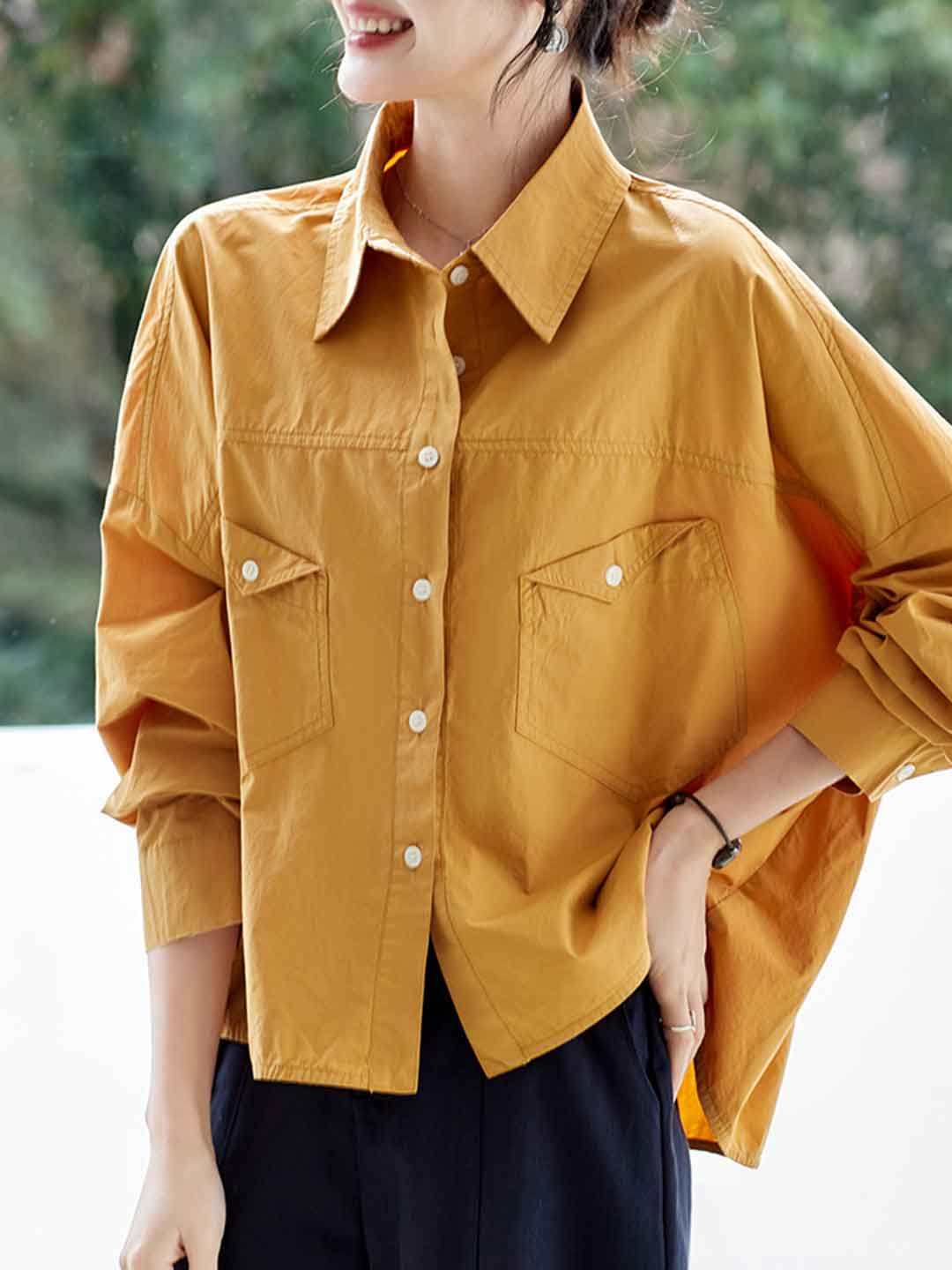 Hannah Loose Lapel Solid Color Shirt
