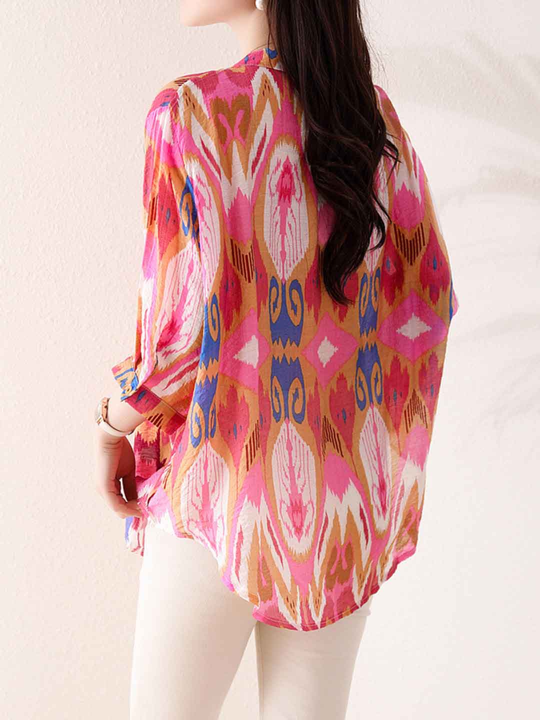 Jocelyn Loose V-Neck Printed Rhinestone Top