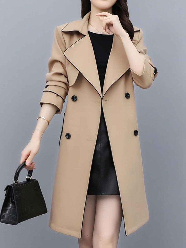 Abigail Loose Suit Collar Belted Solid Color Trench Coat