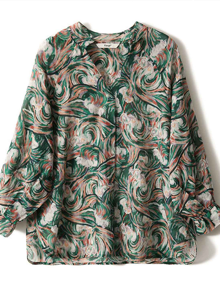 Layla Retro V-Neck Printed Top