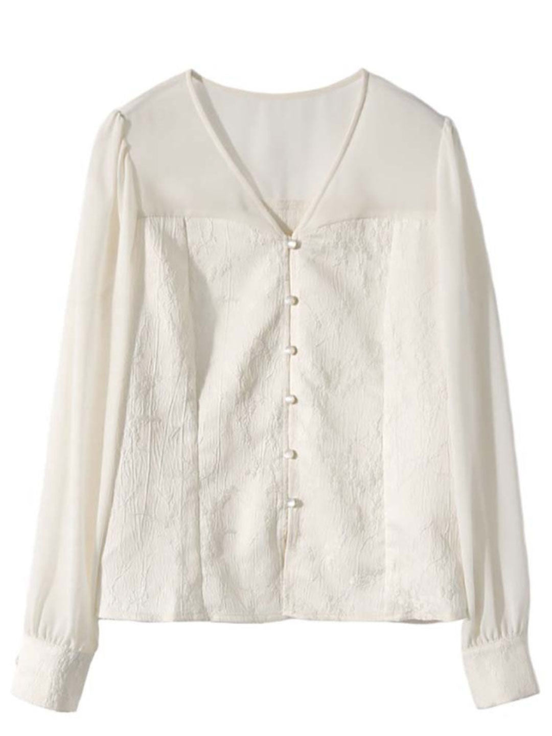 Sophie Chic V-Neck Mesh Embroidered Top