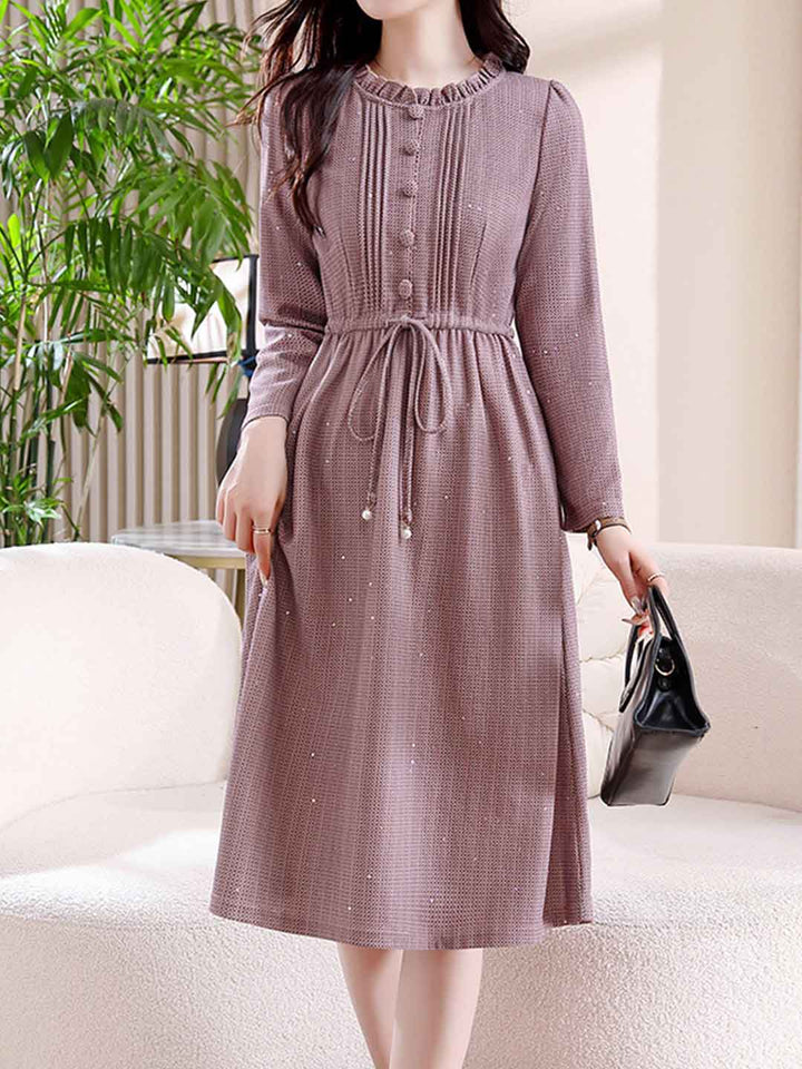 Natalie Slim Crew Neck Waist A-Line Dress