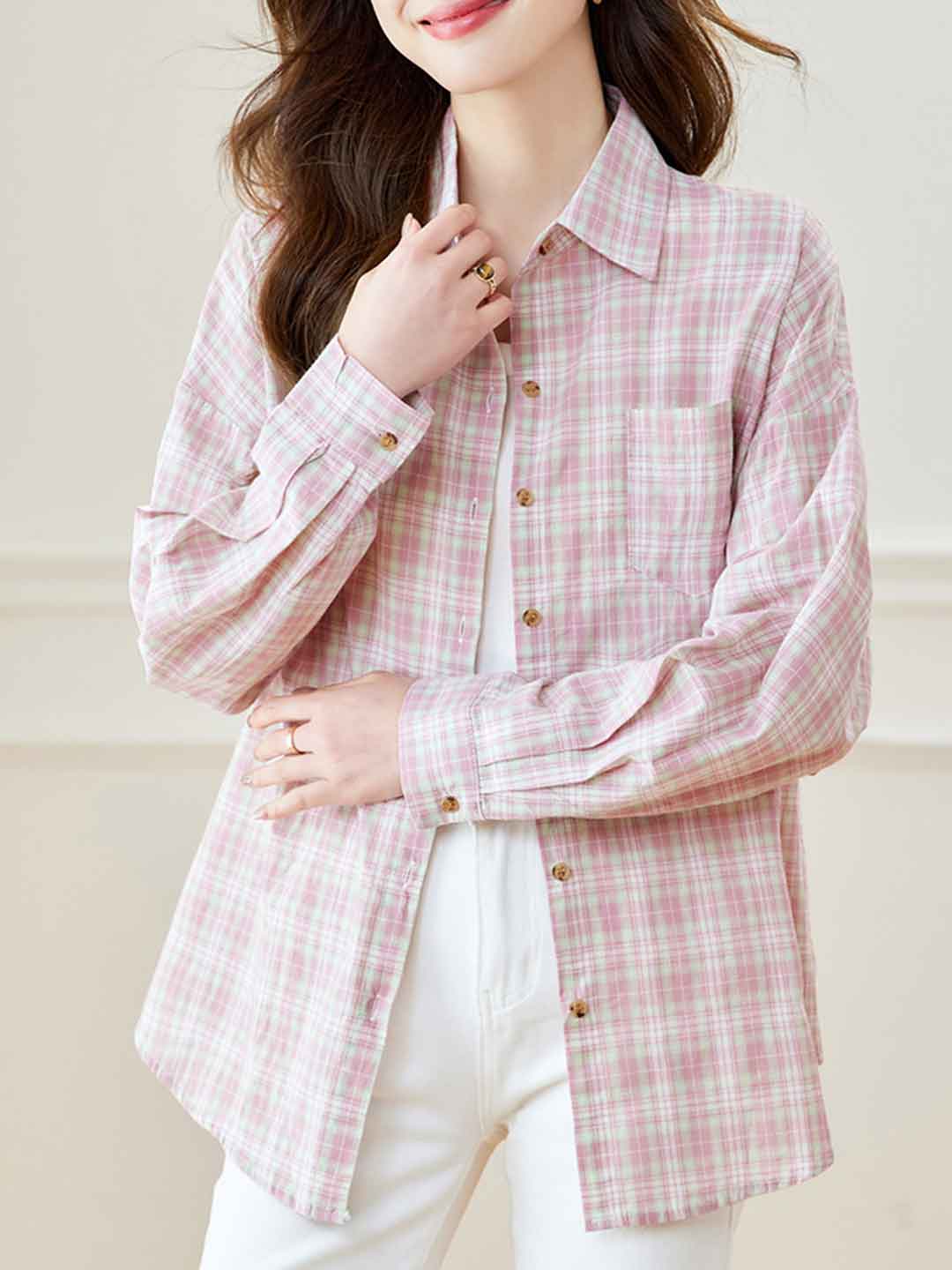 Lily Loose Lapel Plaid Shirt