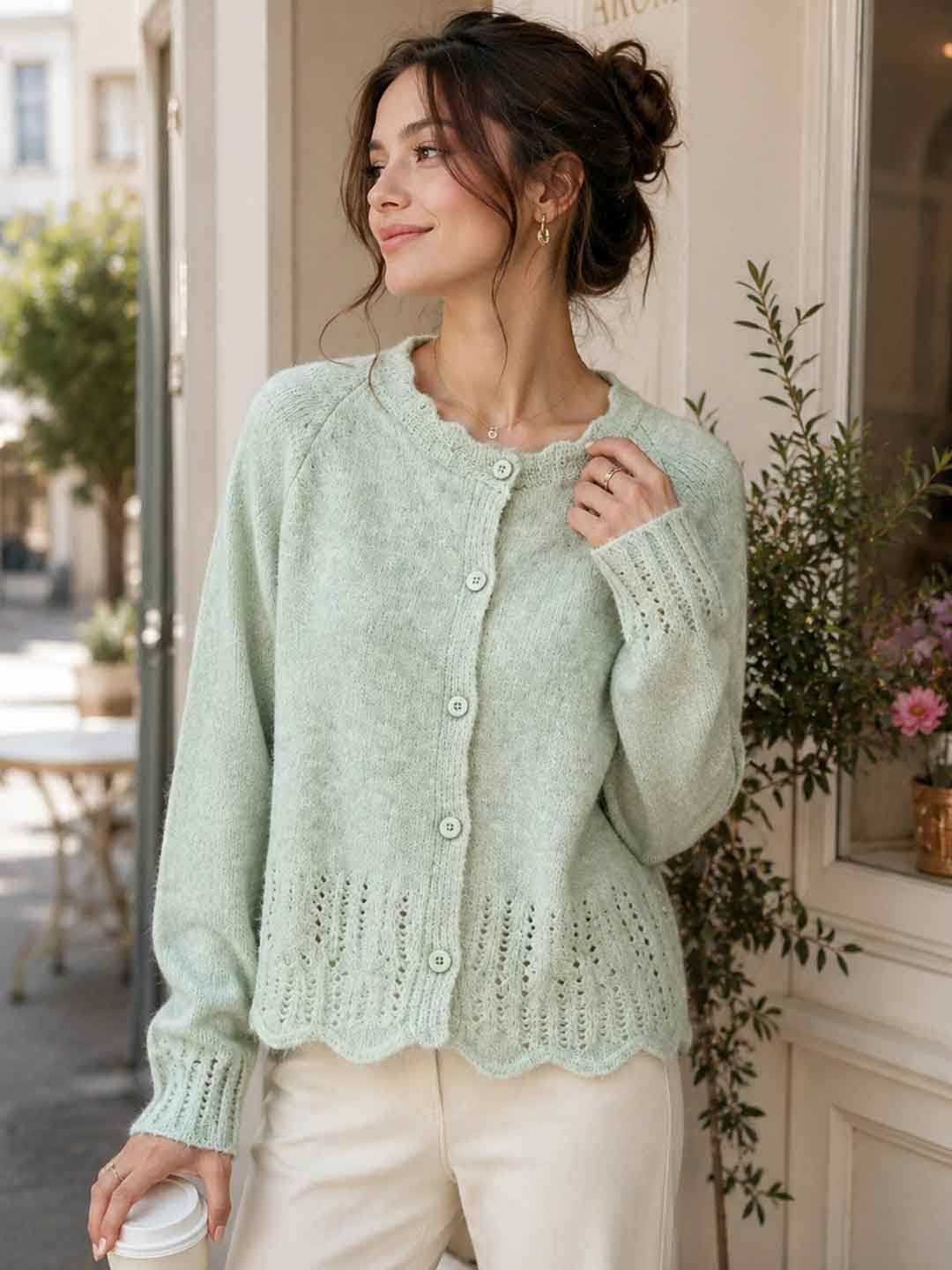 Handmade lace collar cardigan