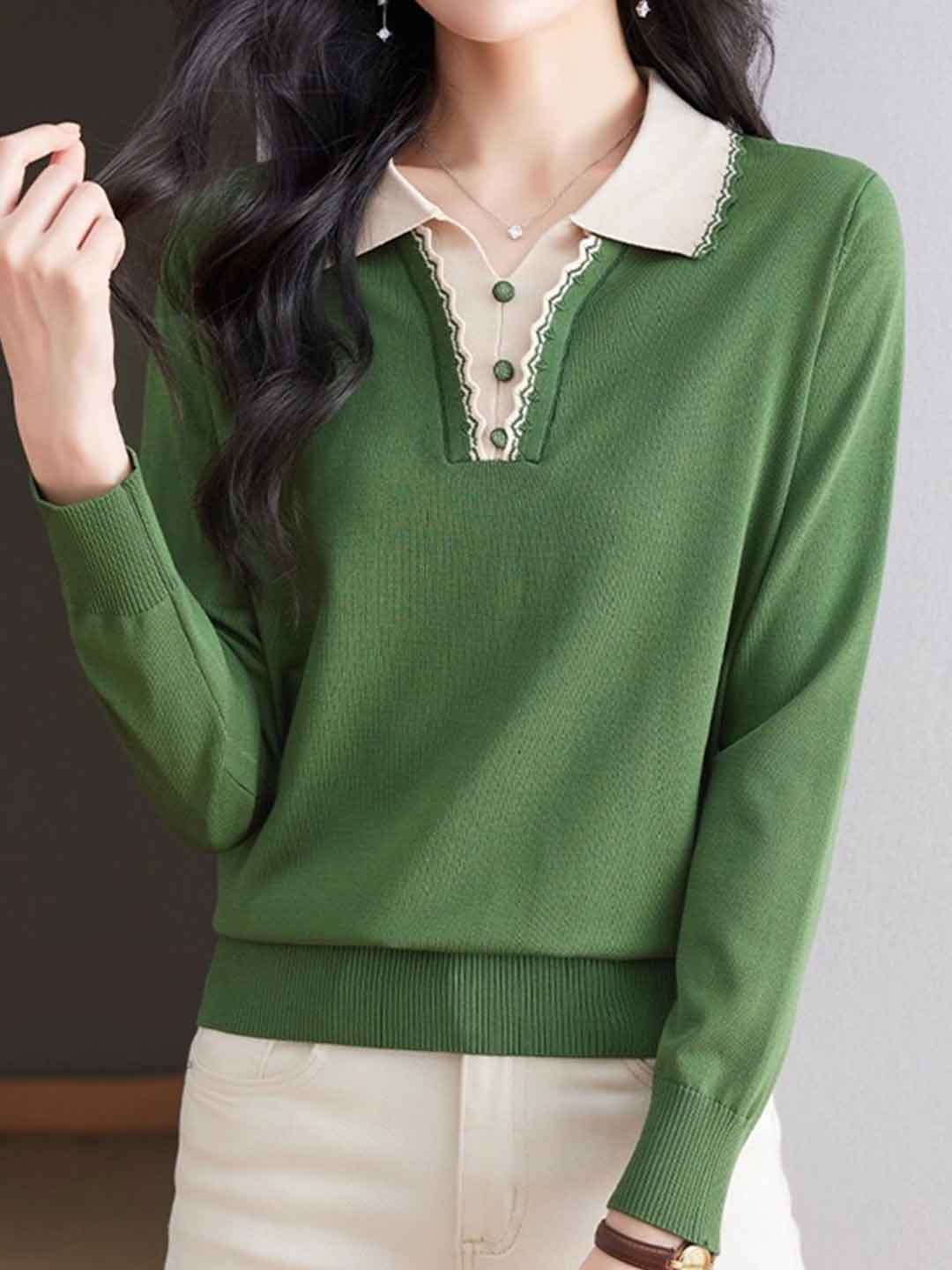 Sophia Loose Lapel Pullover Knitted Top
