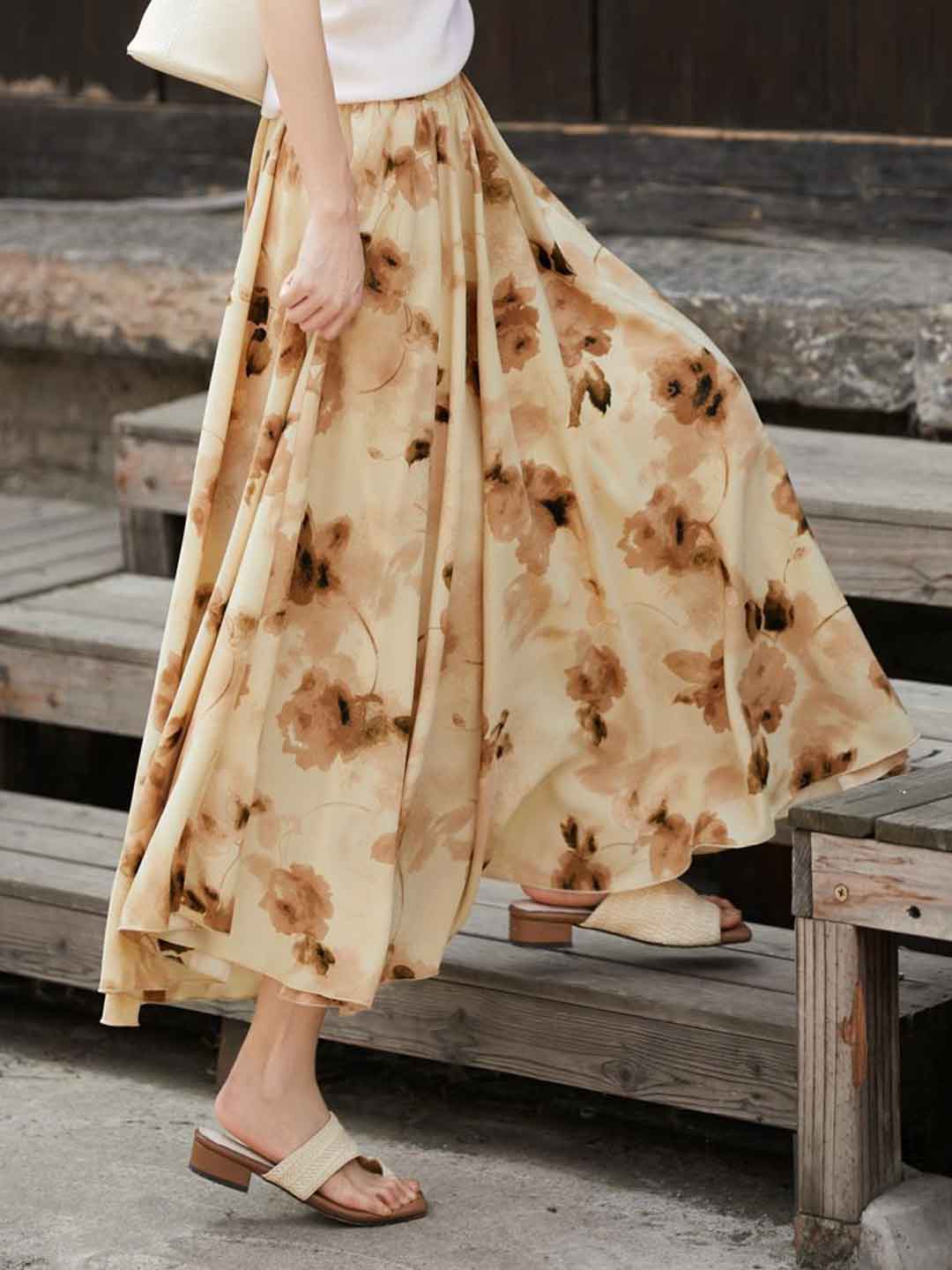 Madeline Casual High-Waisted Printed Skirt