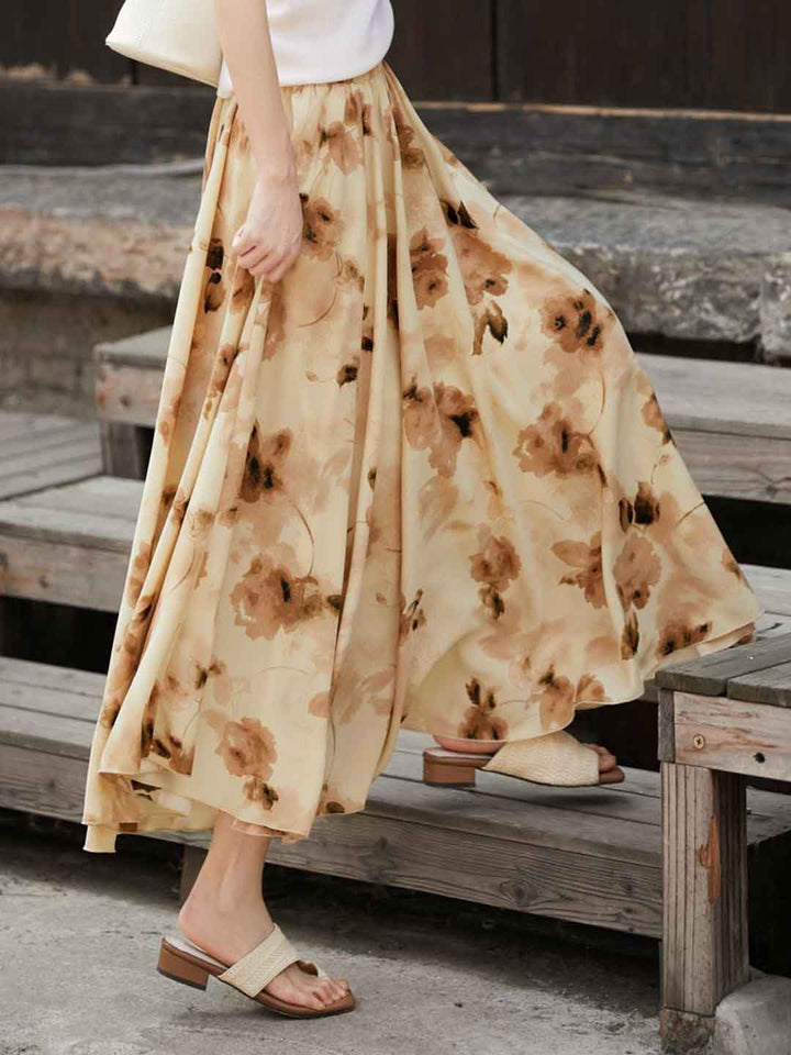 Madeline Casual High-Waisted Printed Skirt