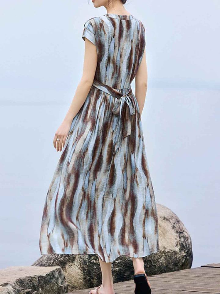 Camila Elegant V-Neck Printed Dress