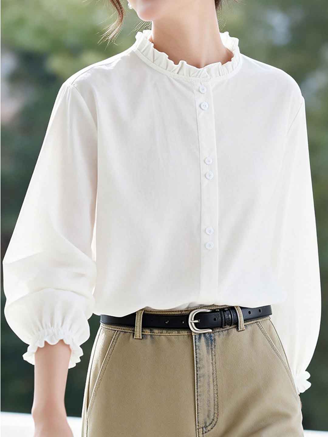 Chloe Daily Auricular Collar Striped Top