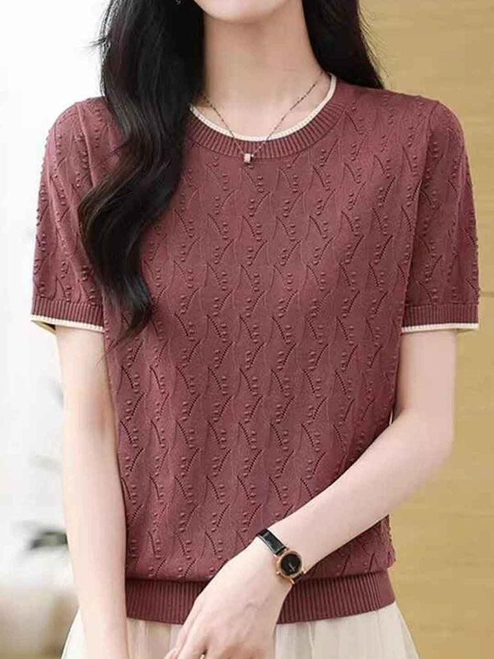 Taylor Loose Crew Neck Hollowed Knitted Top