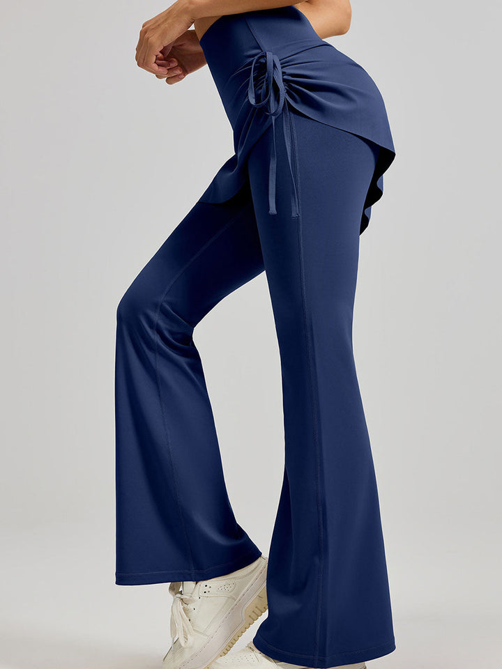High-Waisted Mock Two-Piece Yoga Flared Pants&Skirt