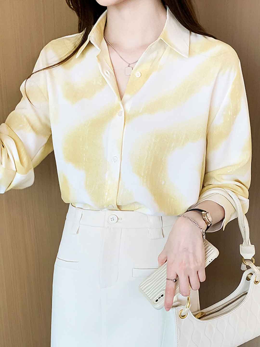 Mya Loose Polo Collar Printed Shirt