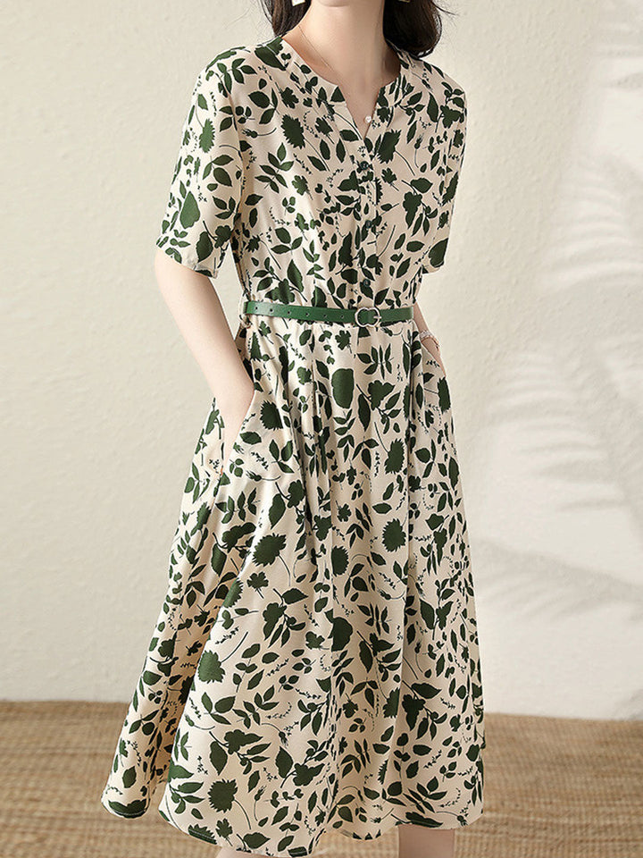 Emma Chic V-Neck Floral Printed Dress