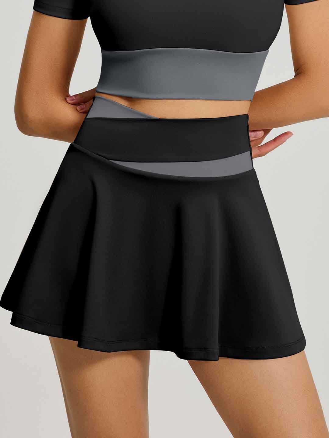 Color-Blocked Anti-exposure Yoga Short Skirt