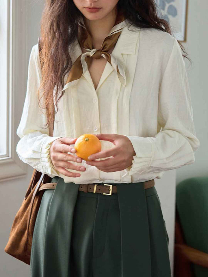 Mia Vintage Lapel Patchwork Shirt