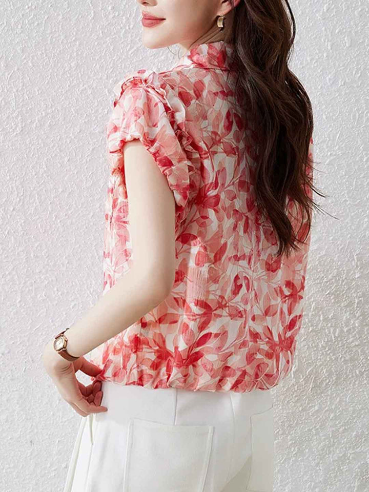 Isabella Daily Lapel Floral Chiffon Blouse