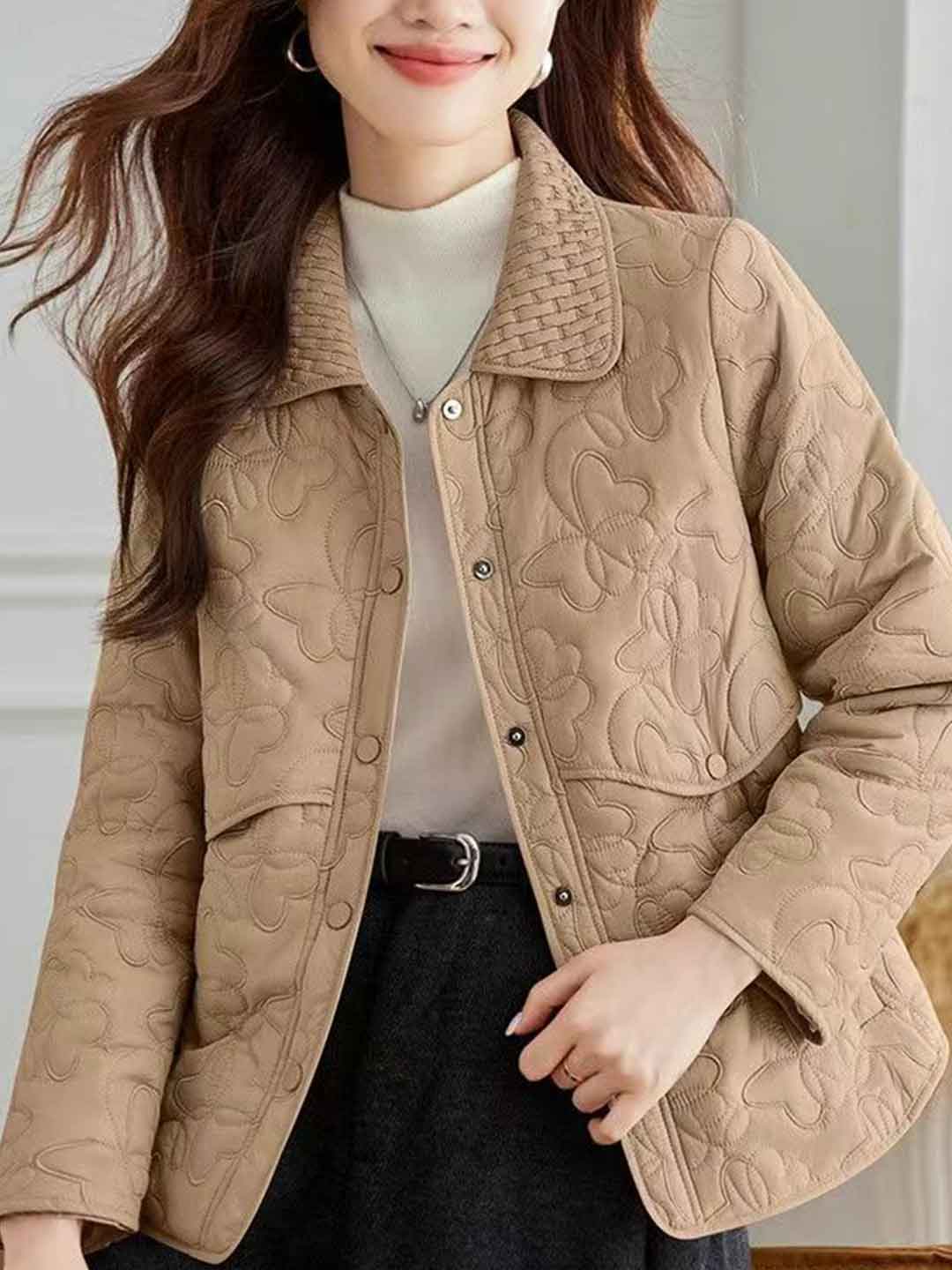 Natalie Retro Lapel Diamond Embroidered Winter Coat