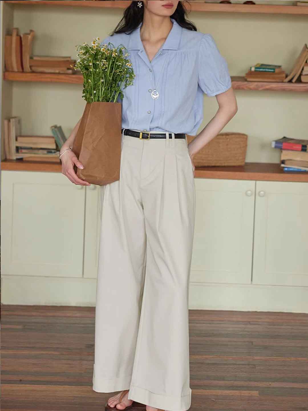 Riley Vintage Laple Puff Sleeve Blouse
