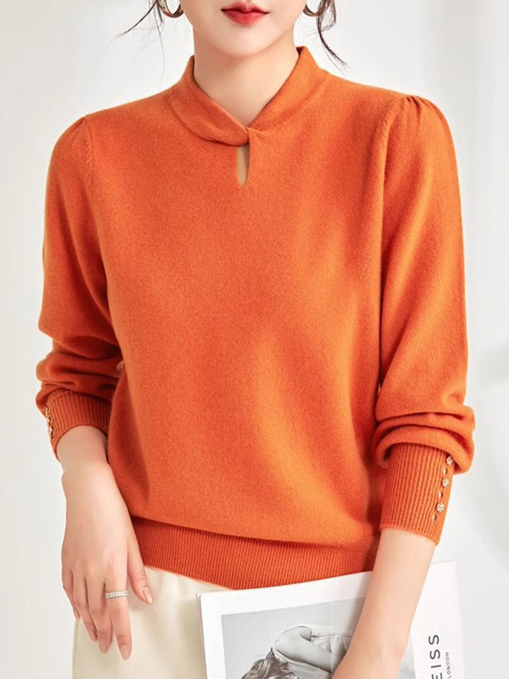 Brooke Casual Crew Neck Solid Color Knitted Top-Purple