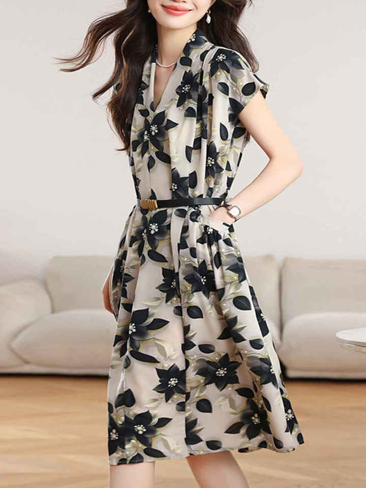 Ava Loose V-neck Chiffon A-line Dress