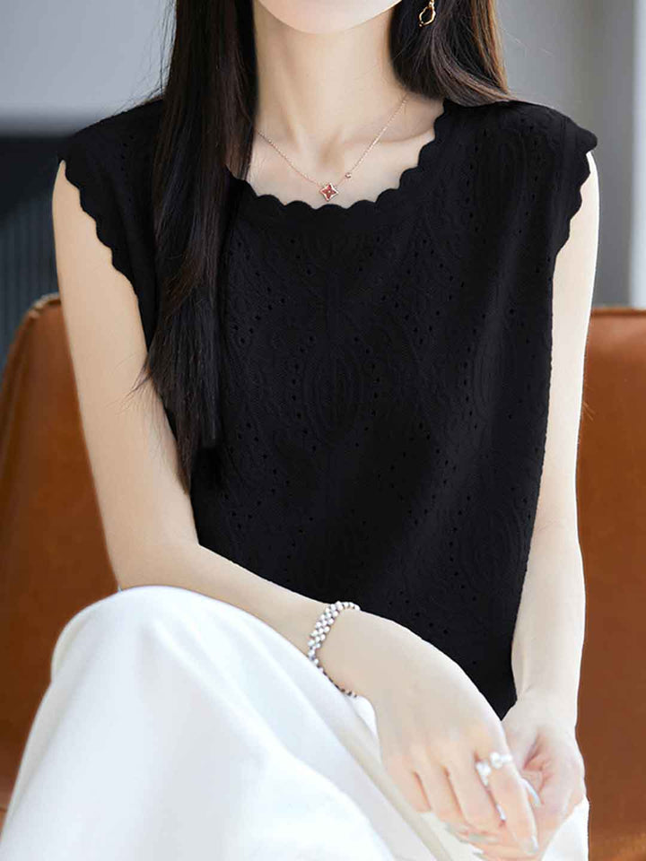 Molly Loose Crew Neck Solid Color Knitted Vest