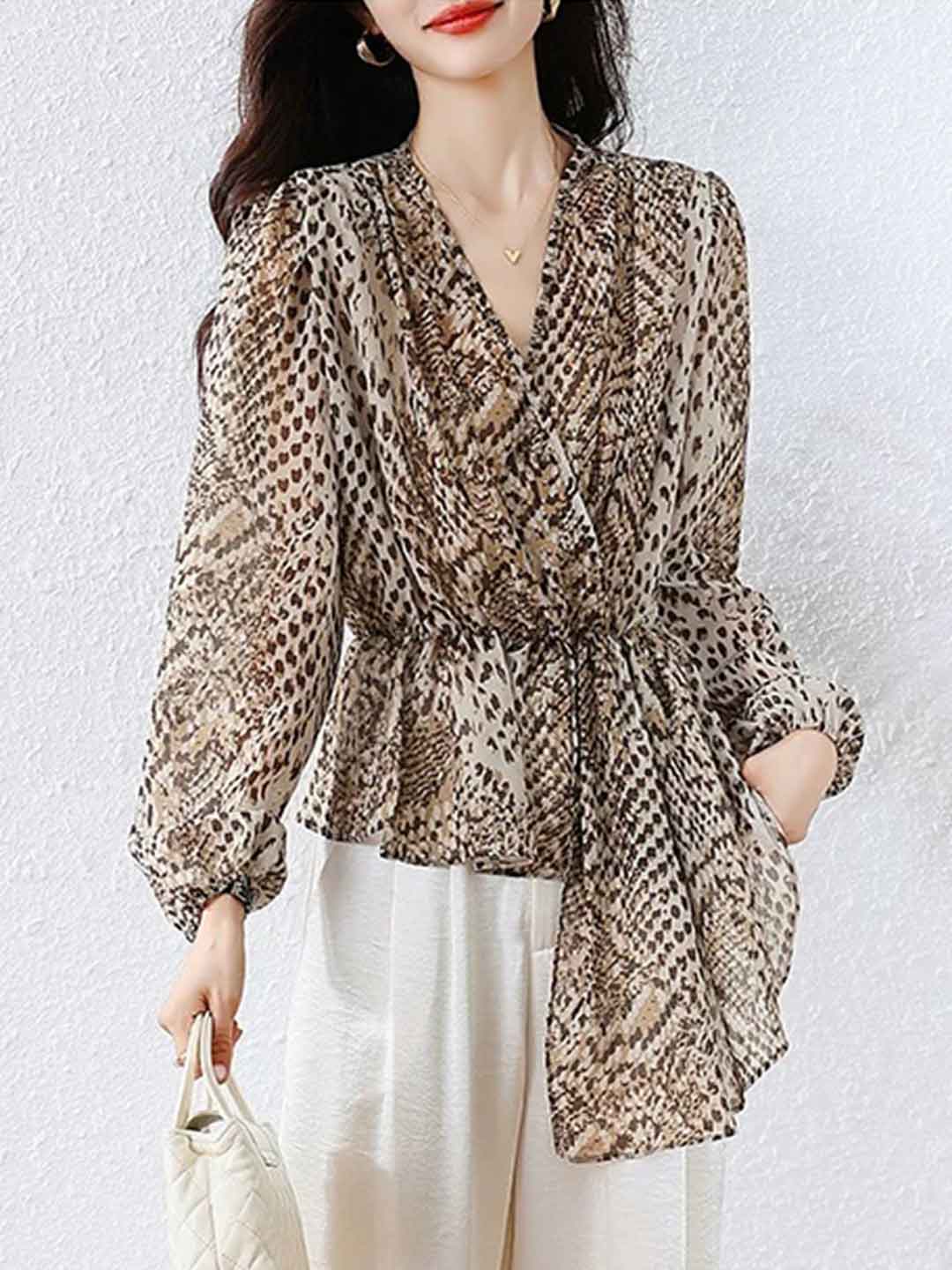 Madison Waisted V-Neck Chiffon Asymmetrical Top