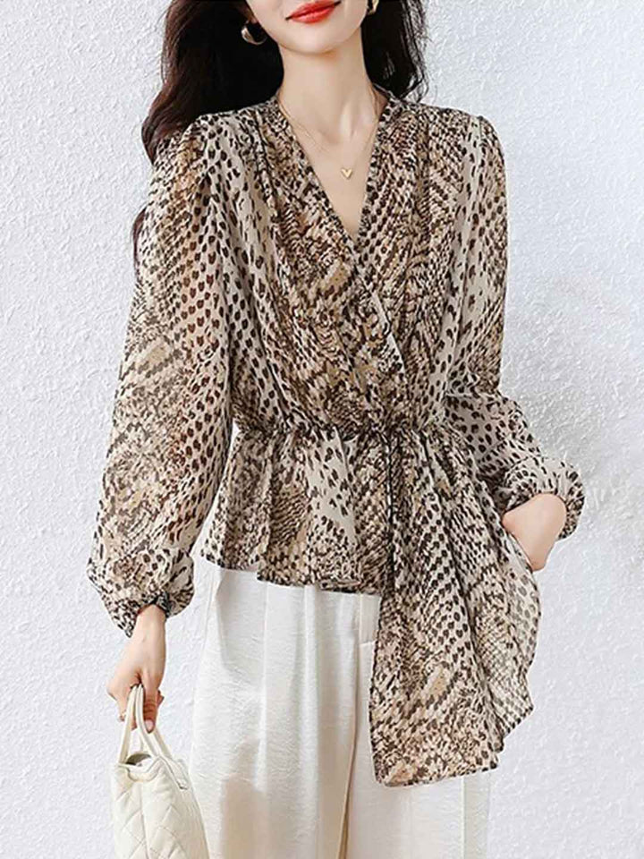 Madison Waisted V-Neck Chiffon Asymmetrical Top