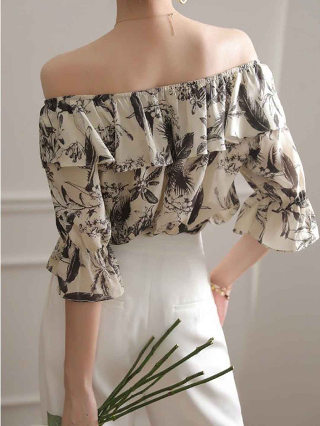 Makayla Loose Off-Shoulder Flare Sleeves Top