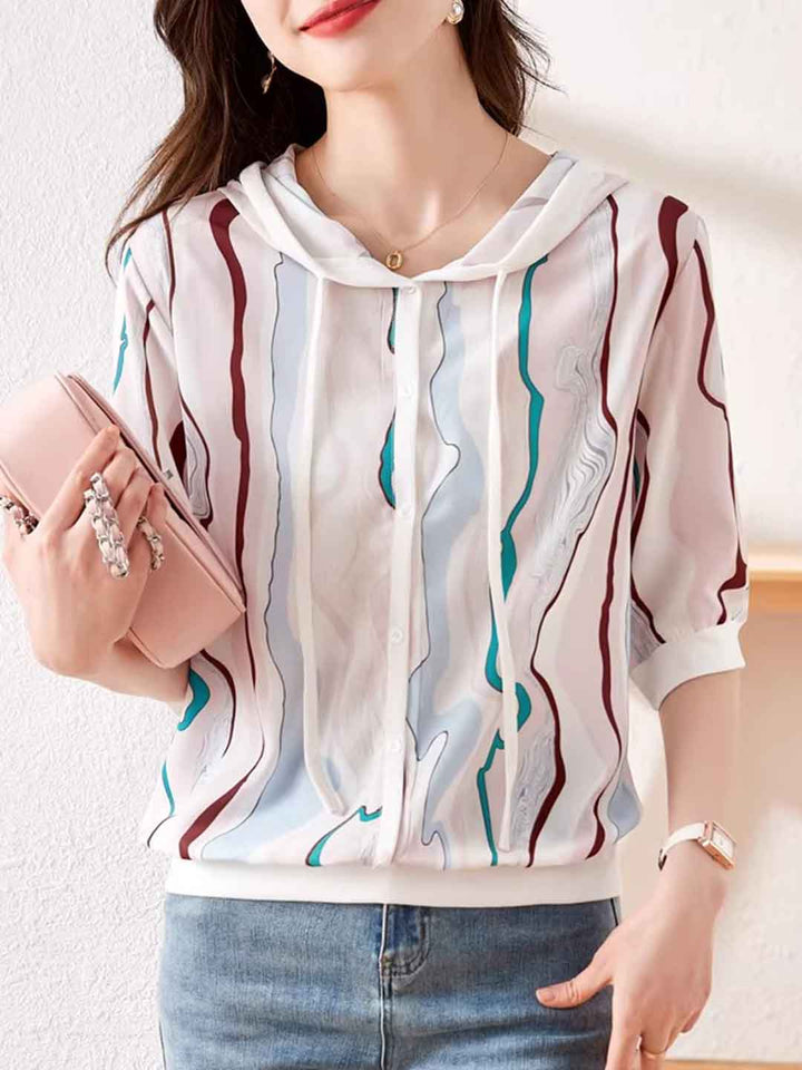 Victoria Loose Hooded Printed Top