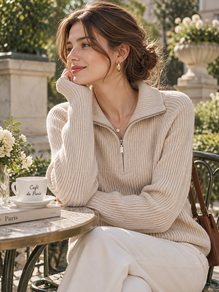 Mia Casual Pile Collar Knitted Pullover Sweater
