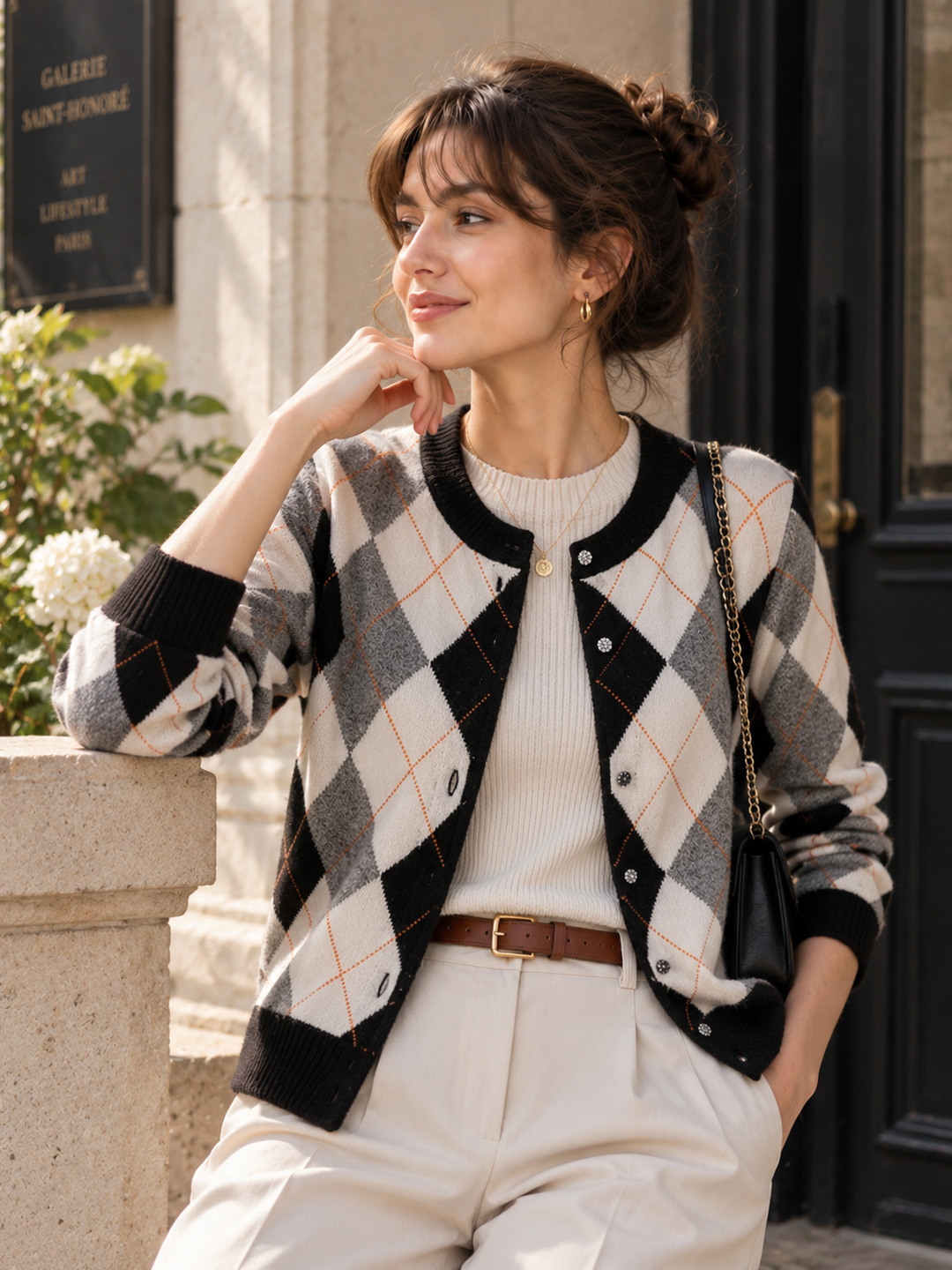 Taylor Retro Diamond Knitted Cardigan