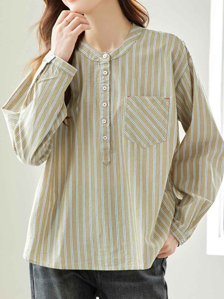 Ella Daily Crew Neck Striped Pullover Shirt