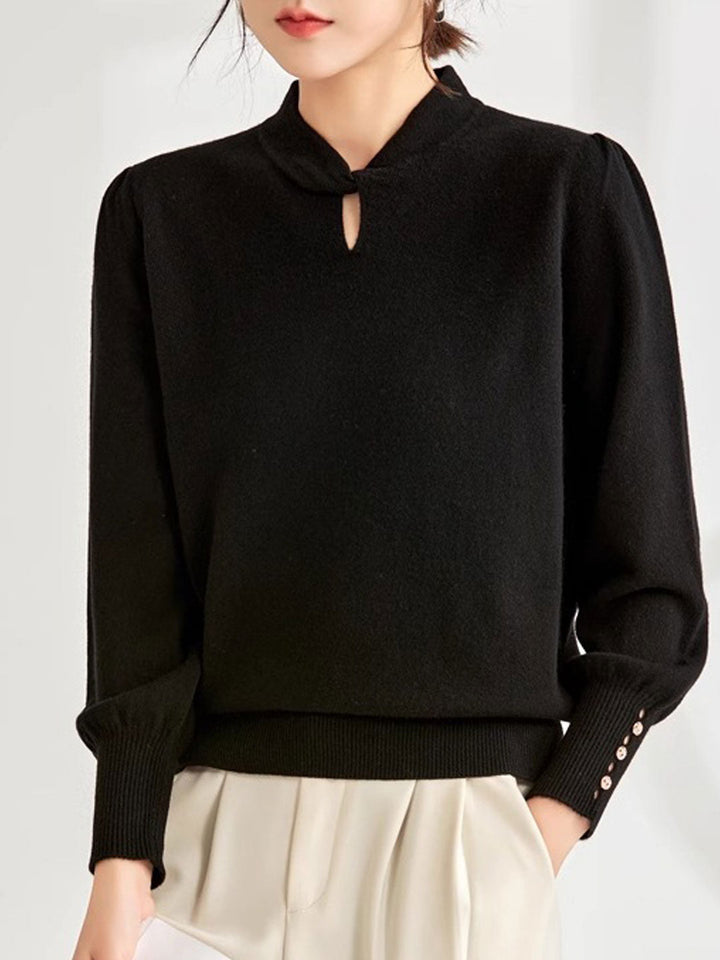 Brooke Casual Crew Neck Solid Color Knitted Top-Purple