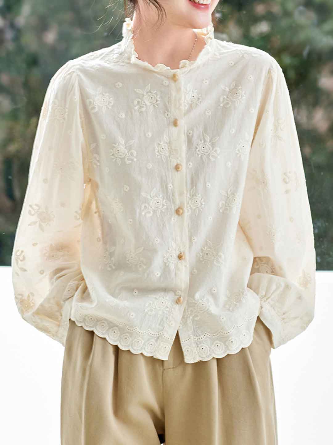 Natalie Vintage Auricular Embroidered Shirt